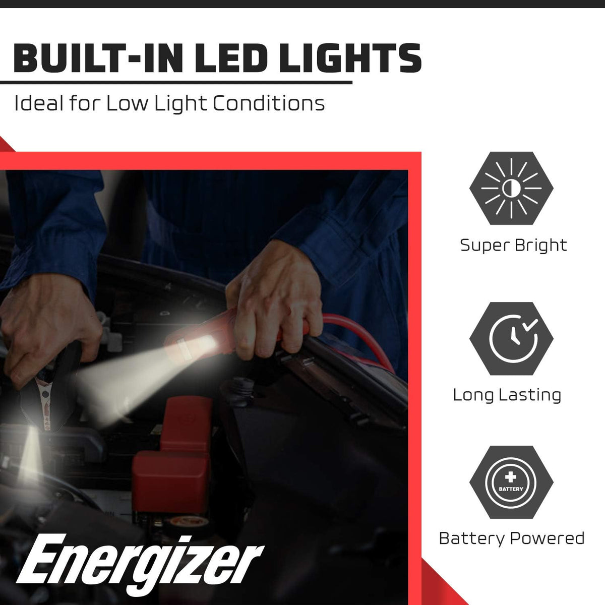 Heavy Duty Jumper Cables with LED Lights and Carrying Bag H91313