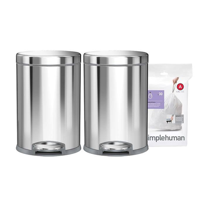 4.5L Round Step Can, 2-Pack, 30-Pack Liners T769