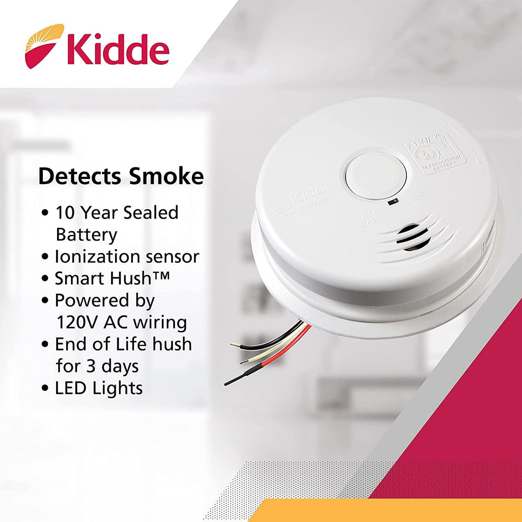Pack of 6 Hardwired Smoke Alarm with Lithium Battery Backup R737572