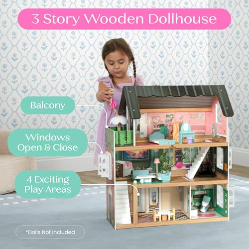 3-Story Dollhouse with 4 Rooms and 16 Accessories C86645