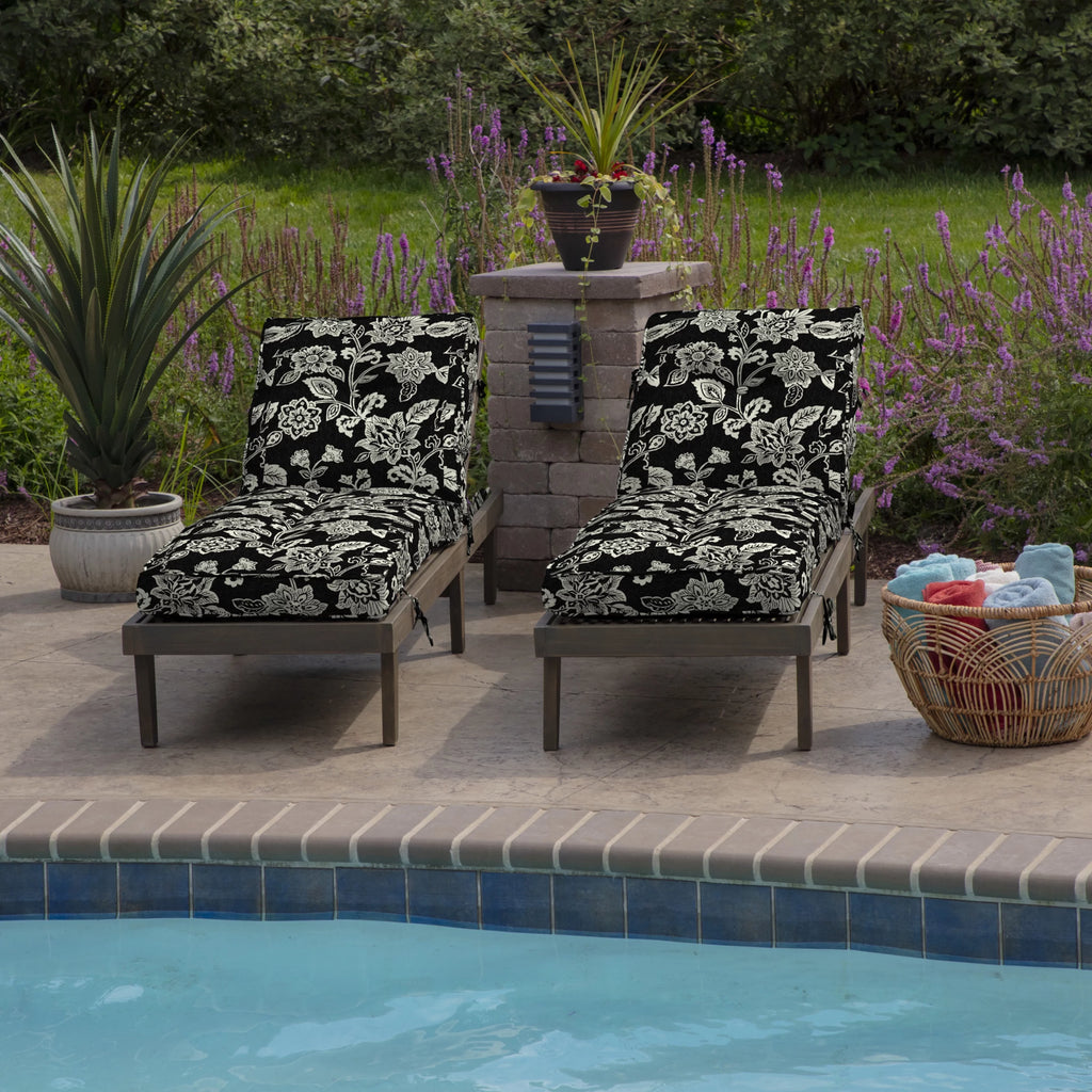 Black Outdoor Chaise Lounge Cushion D32279