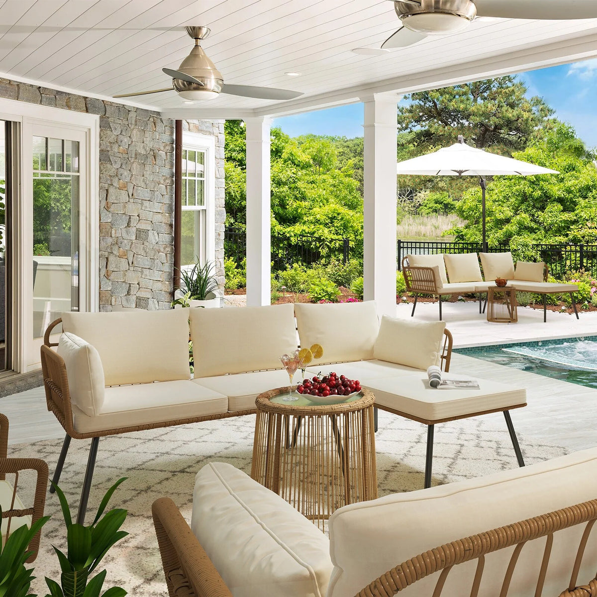3-piece Woven Outdoor Sectional Sofa Set Y6874