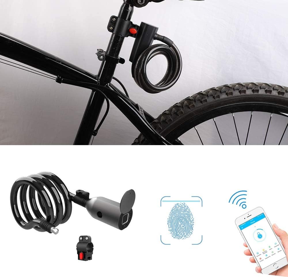 Fingerprint Keyless Steel Cable Bicycle Lock, Pack of 2 V851