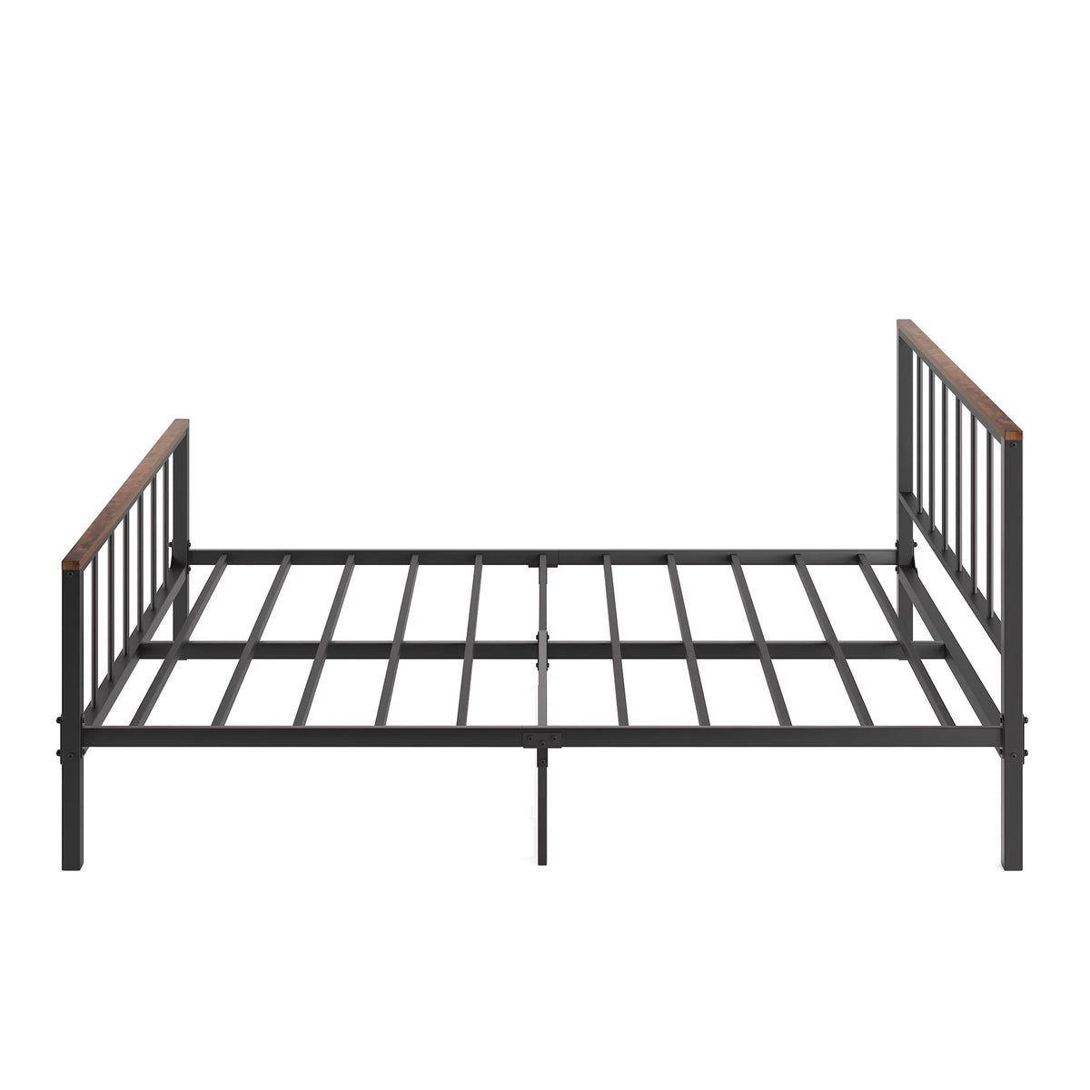 Black Metal Platform Bed Frame with Headboard and Footboard B468246