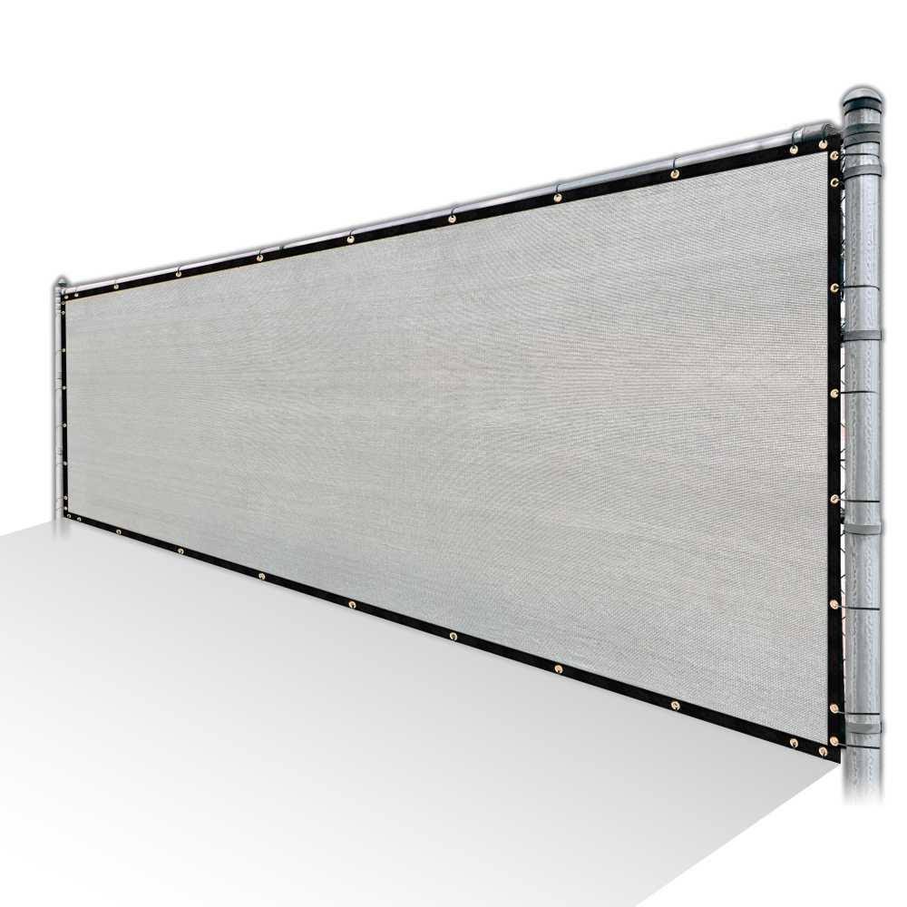 Grey Privacy Fence Screen HDPE Mesh Windscreen with Reinforced Grommets A8782