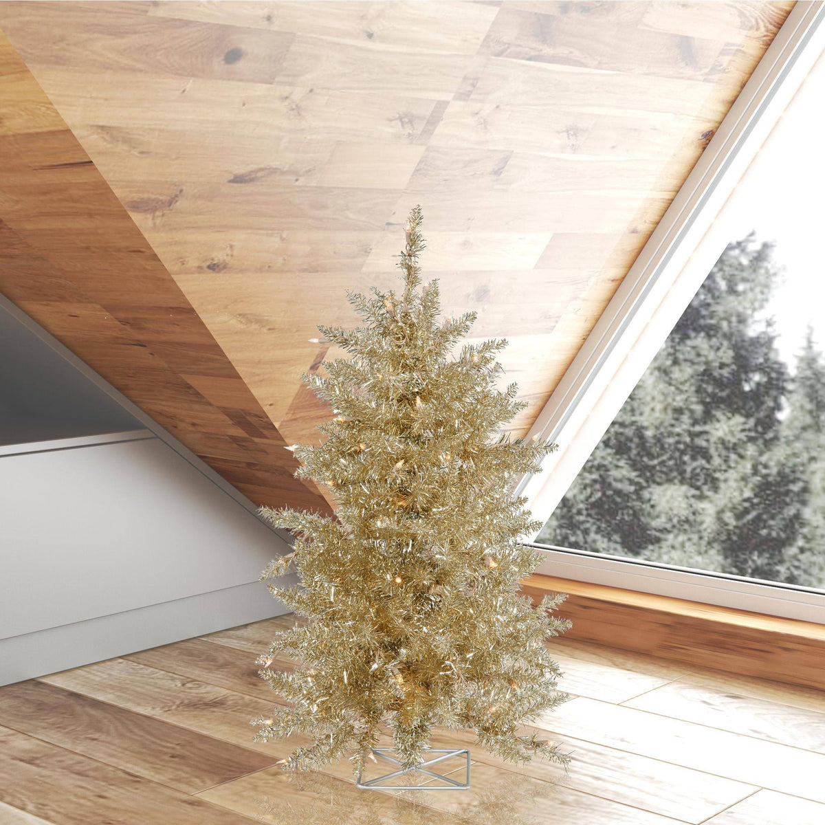 Champagne Artificial Christmas Tree with 70 Clear Lights C520544