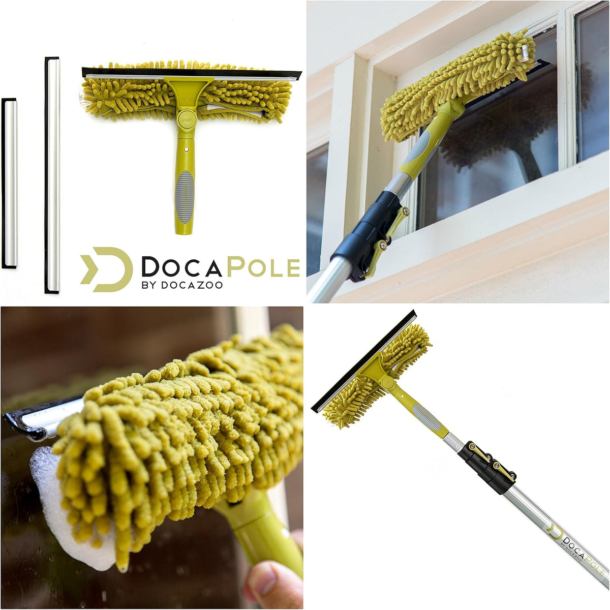 Cleaning Kit with 5-12 Foot Telescoping Extension Pole, Window Squeegee & Washer, 3 Dusting Attachments Y5668