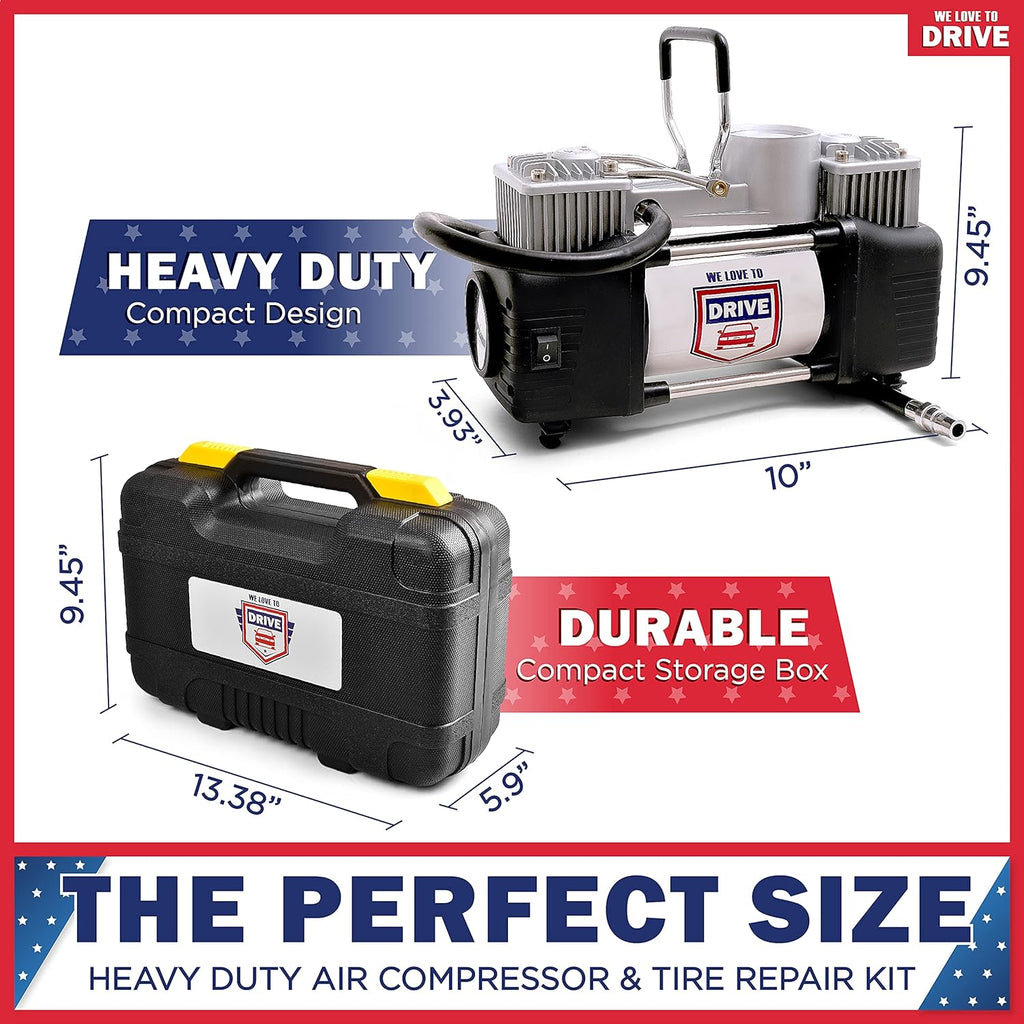 12V DC Portable Air Compressor Tire Inflator with 150 PSI Gauge & Carry Case X242184