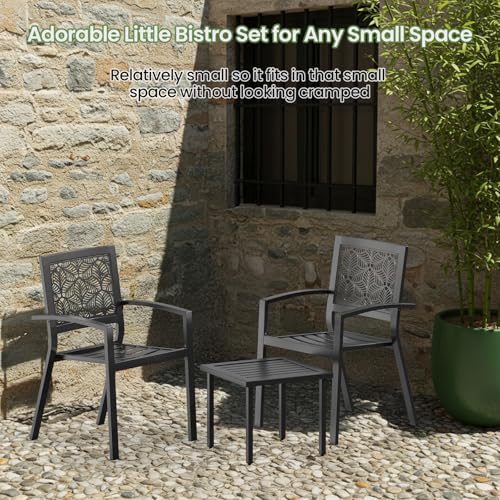 Peacock Blue Stackable Bistro Set with 2 Chairs and 1 Coffee Table P37252