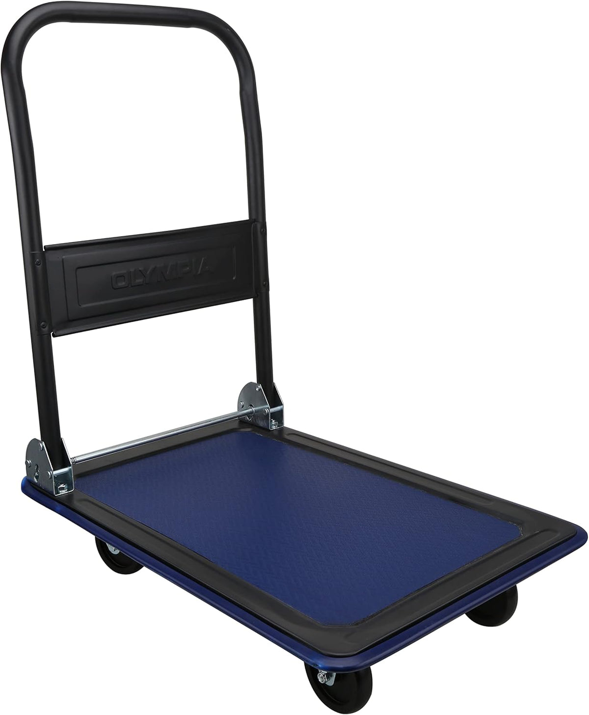 Folding & Rolling Flatbed Cart, Olive Green with Blue Bumper, 600 Lb. Load Capacity, Pack of 2 M66229