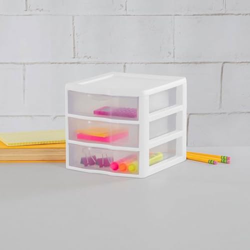 6-Pack White Plastic 3-Drawer Cart A8700