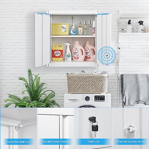 Metal Wall Cabinet with Doors and Adjustable Shelf Y511897