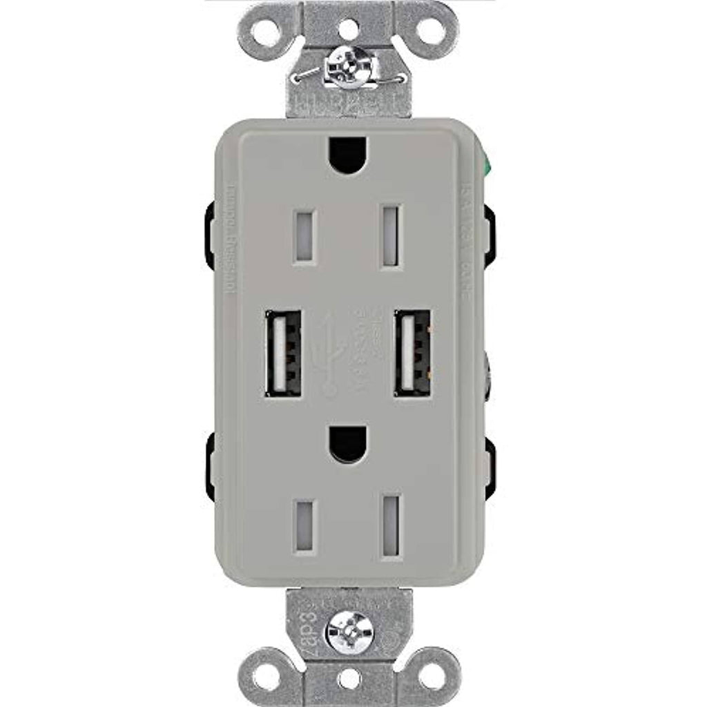 Gray USB Tamper-Resistant Receptacles S6589
