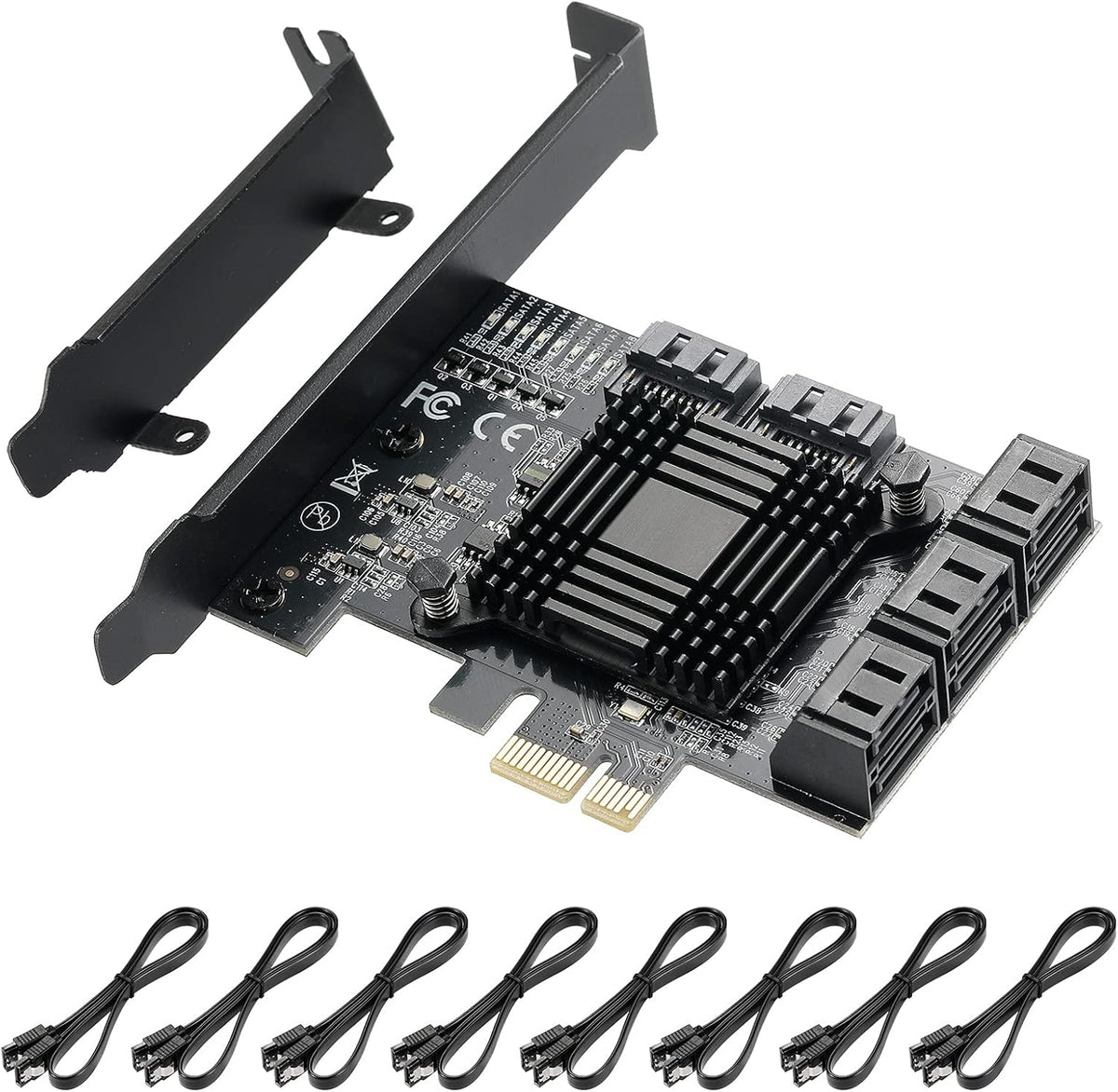 10 Port PCIe SATA 3.0 6 Gbps Controller Card with 10 SATA Cables K2993