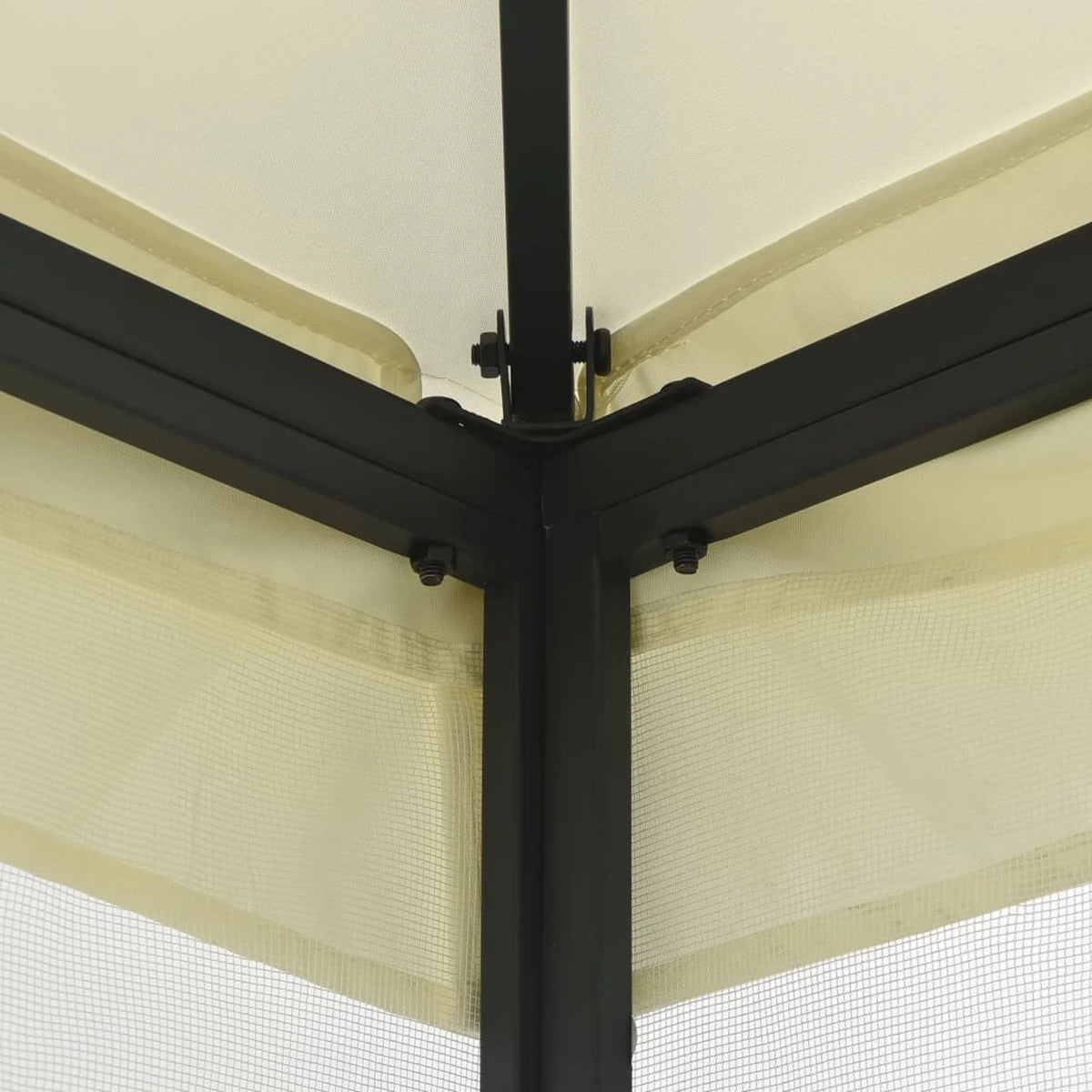 Cream Steel Frame Party Tent Gazebo Canopy with Nets 9.8ft x 13.1ft x 8.7ft O66468