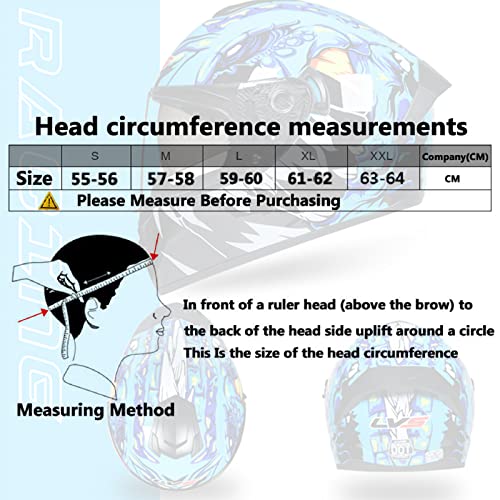 Motorcycle Sport Full Face Helmet, Dual Visor Adult Lightweight Helmet R754