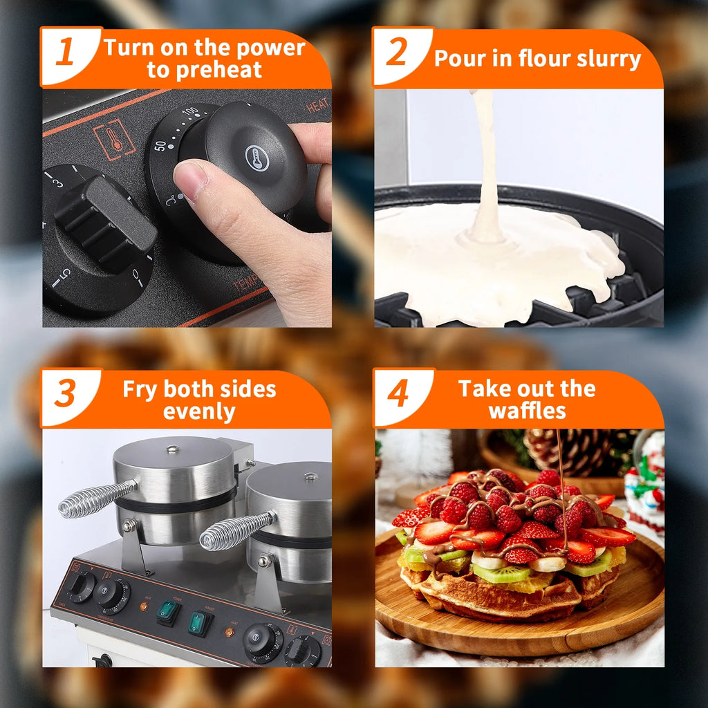 Stainless Steel Double-Ended Waffle Maker with Non-Stick Pan B845926