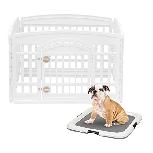 Black 4-Panel 24" Dog Playpen with Door E22523
