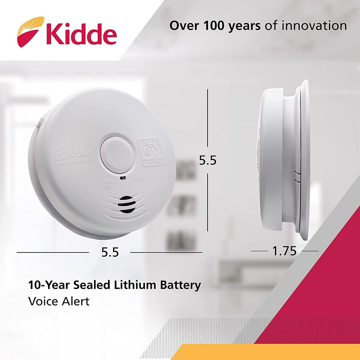 Pack of 6 Hardwired Smoke Alarm with Lithium Battery Backup R737572