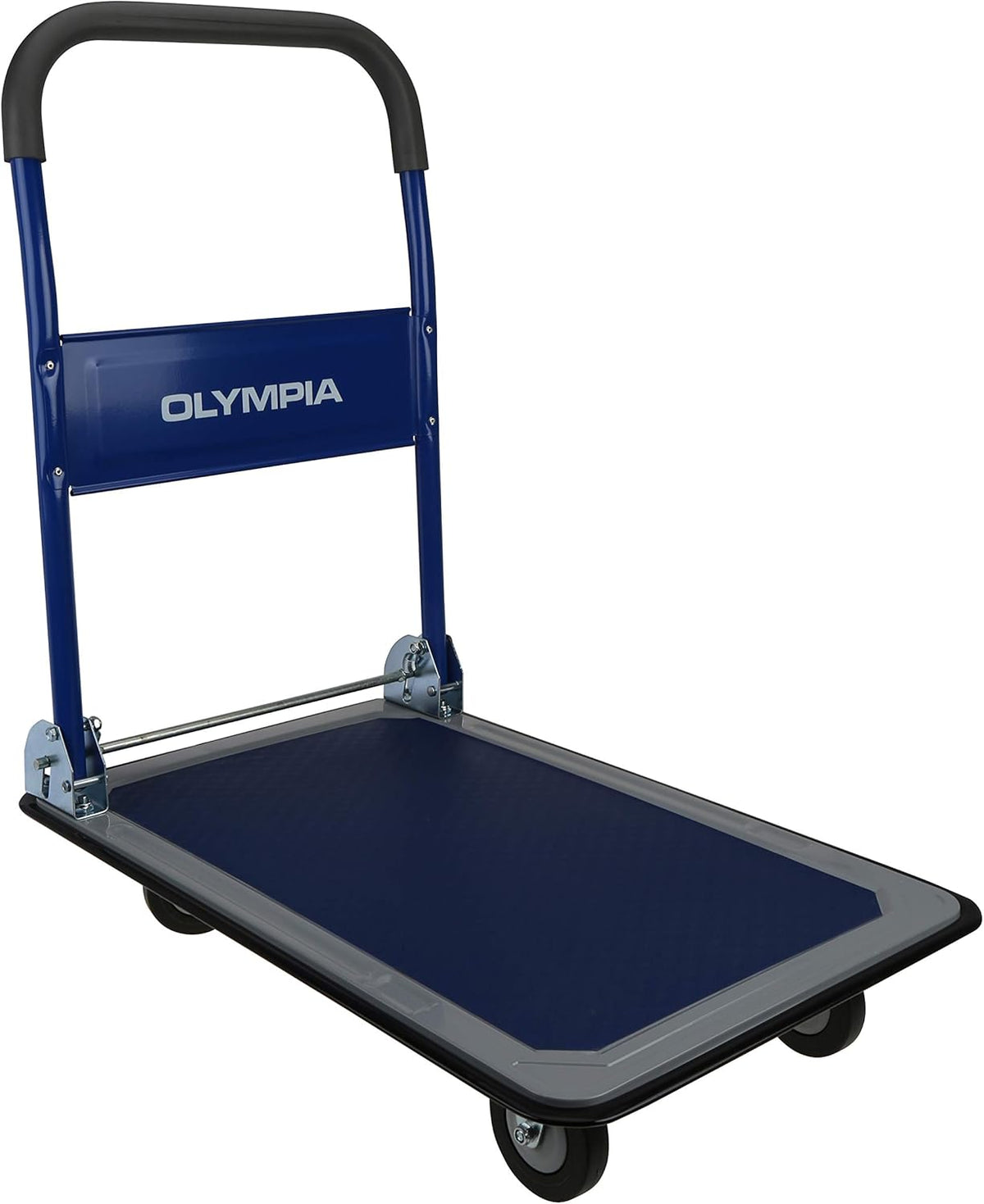 Folding & Rolling Flatbed Cart, Olive Green with Blue Bumper, 600 Lb. Load Capacity, Pack of 2 M66229