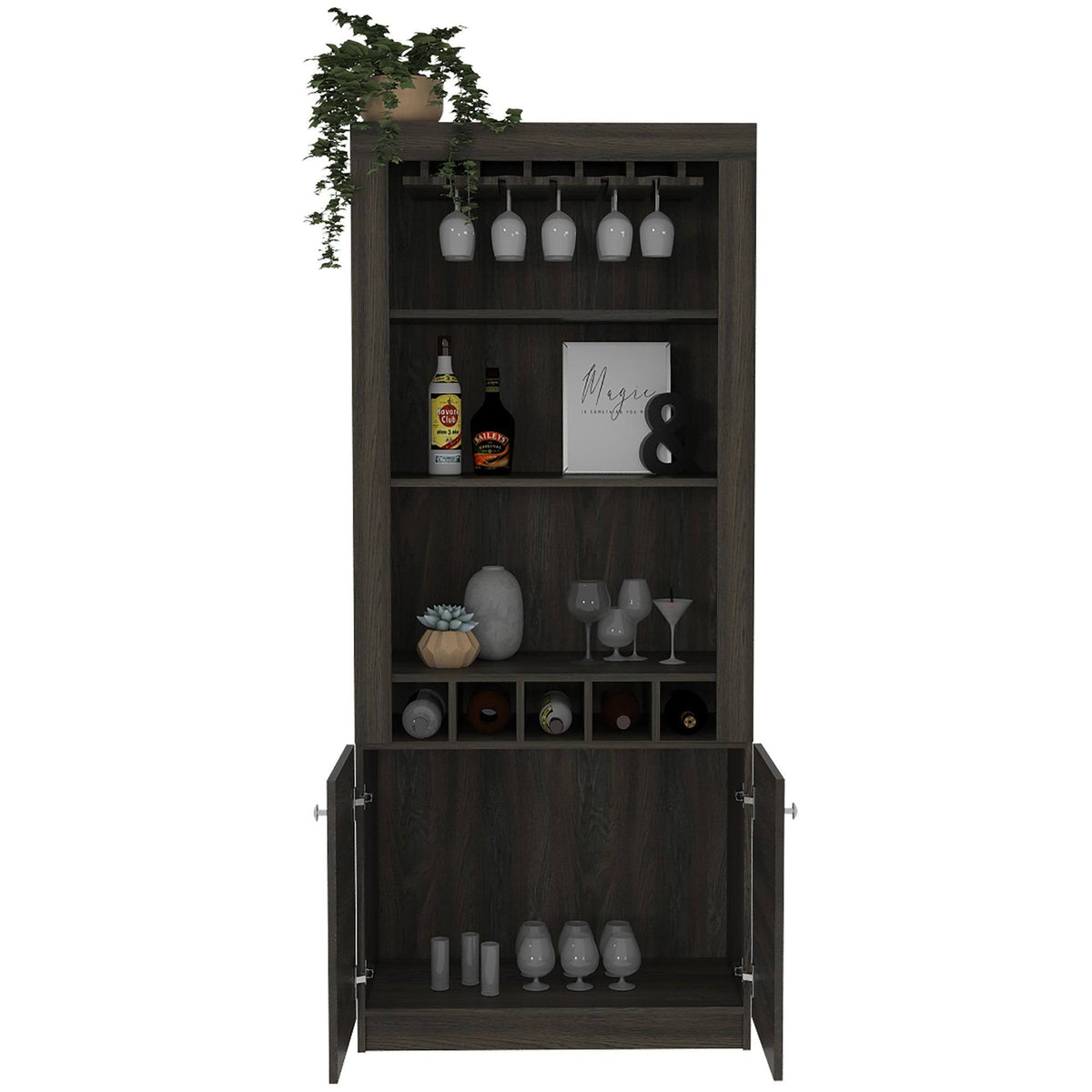 Black Wengue Bar Cabinet D81046
