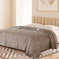 King Size Camel Flannel Heated Blanket G8826