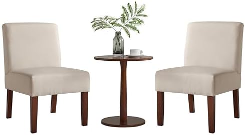 Beige Fabric Accent Chair with Wood Frame B266247