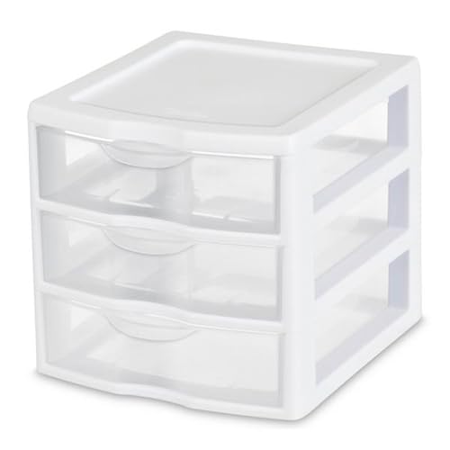 6-Pack White Plastic 3-Drawer Cart A8700