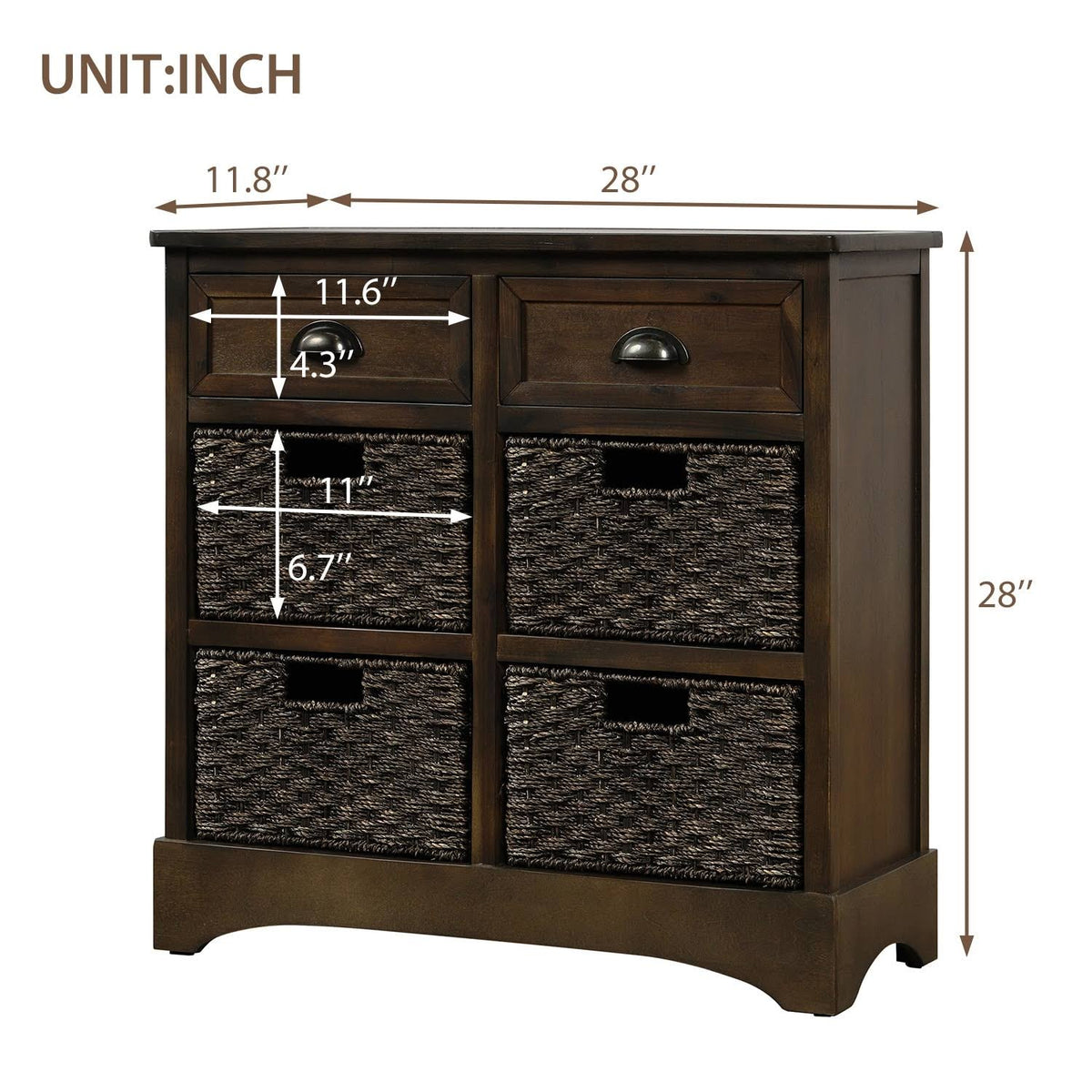 Rustic Storage Cabinet with Baskets E97866
