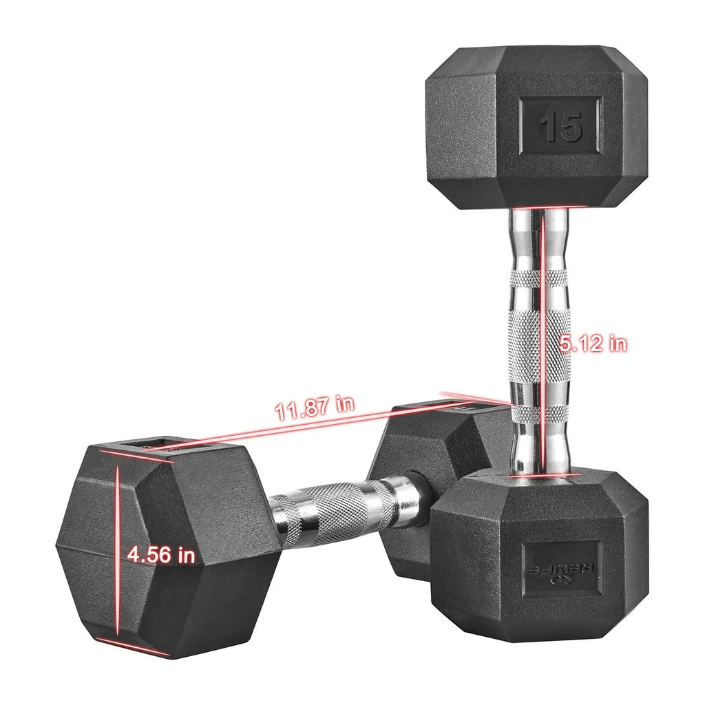 15lb Rubber Hex Dumbbell Set of 2 S3071