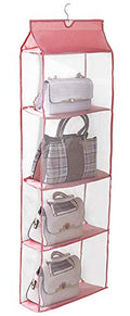 Gray Hanging Clear Handbag Purse Organizer with Hook 4 Pockets, 47.2 L x 15.7 W x 6.3 D W120599