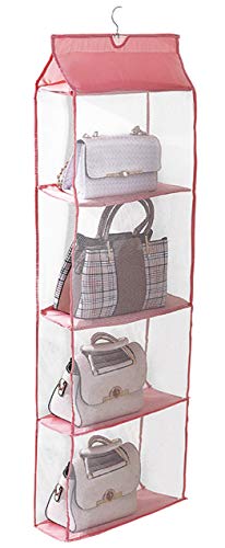 Gray Hanging Clear Handbag Purse Organizer with Hook 4 Pockets, 47.2 L x 15.7 W x 6.3 D W120599