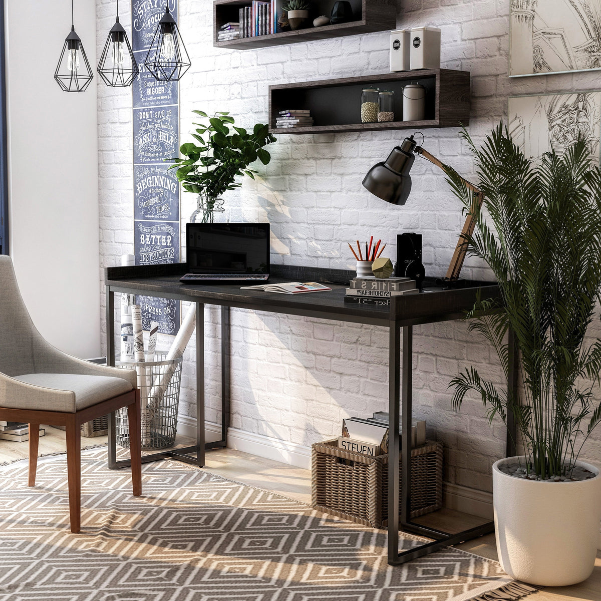59-inch Metal Computer Desk with USBs N971