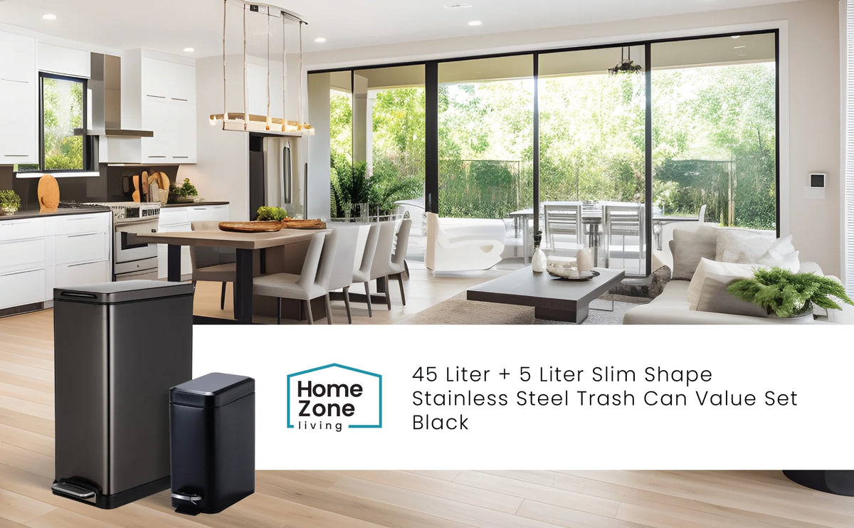Black Stainless Steel Kitchen Trash Can Combo D608861