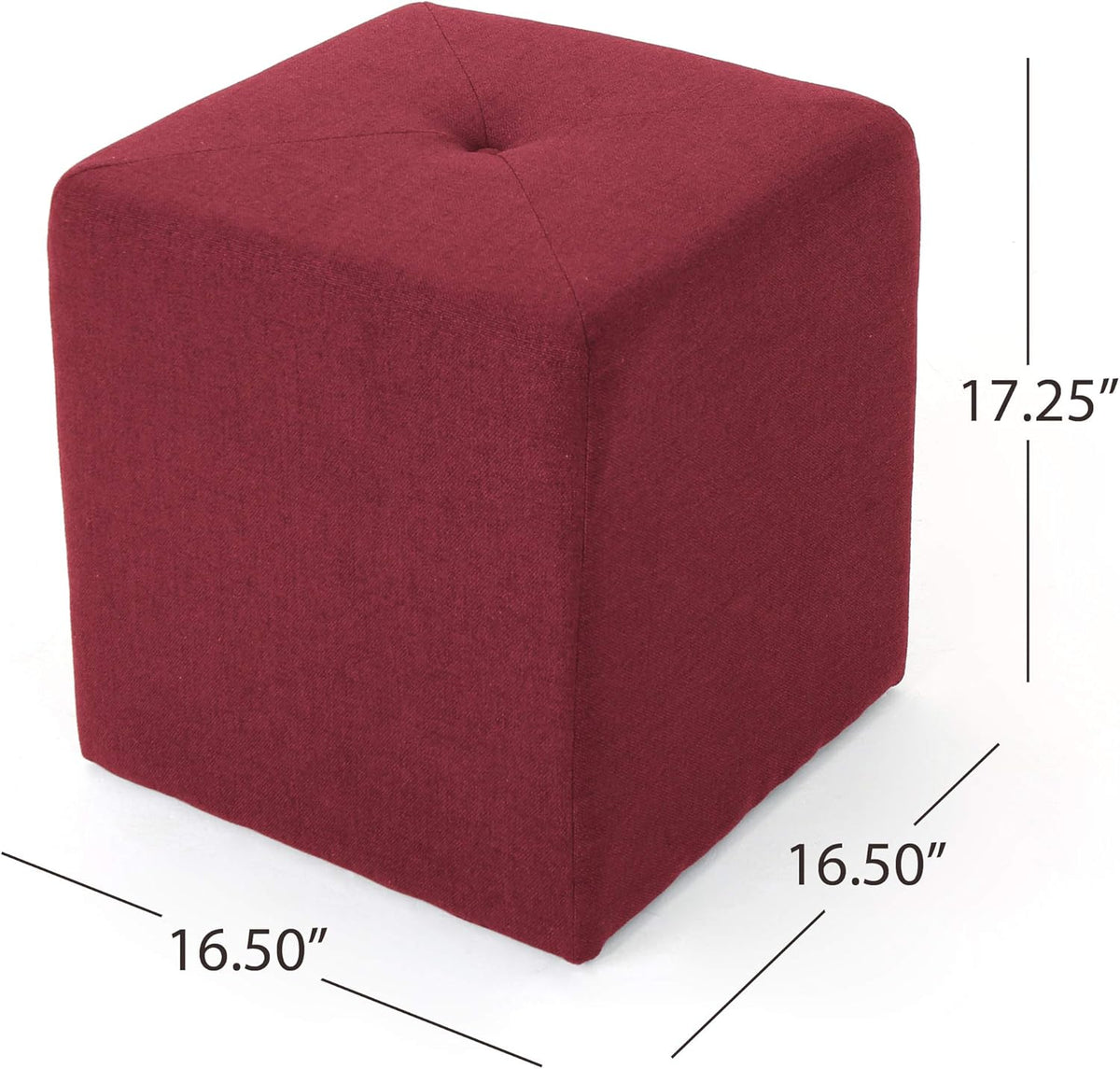 Deep Red Fabric Square Ottoman Pack of 2 Z8550