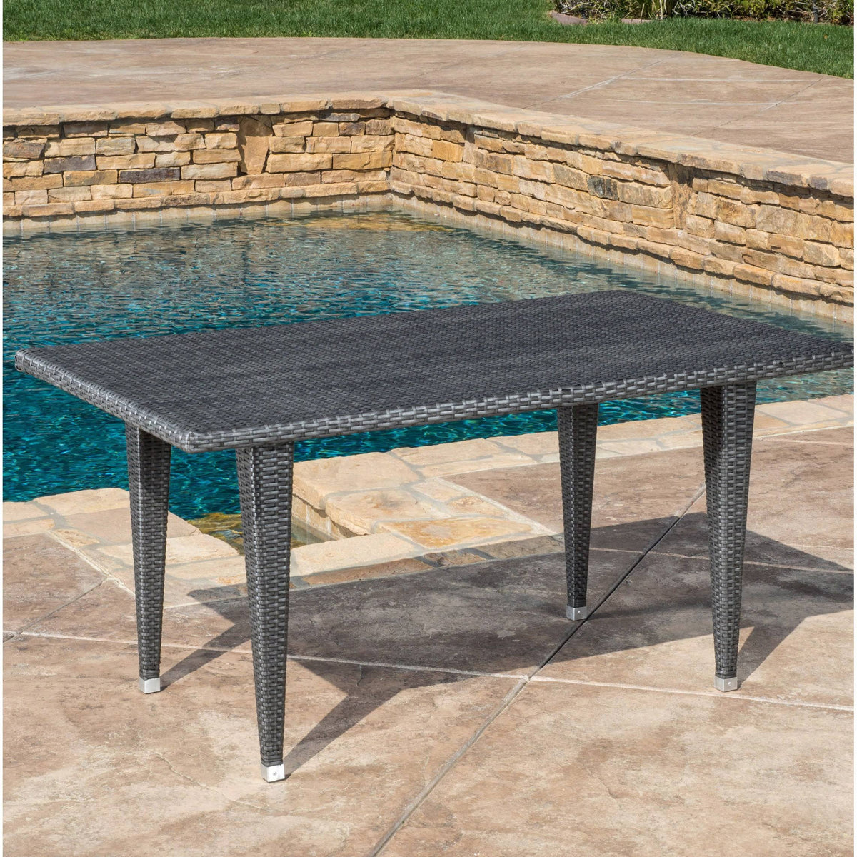 Rectangle Wicker Table Multi Brown X984