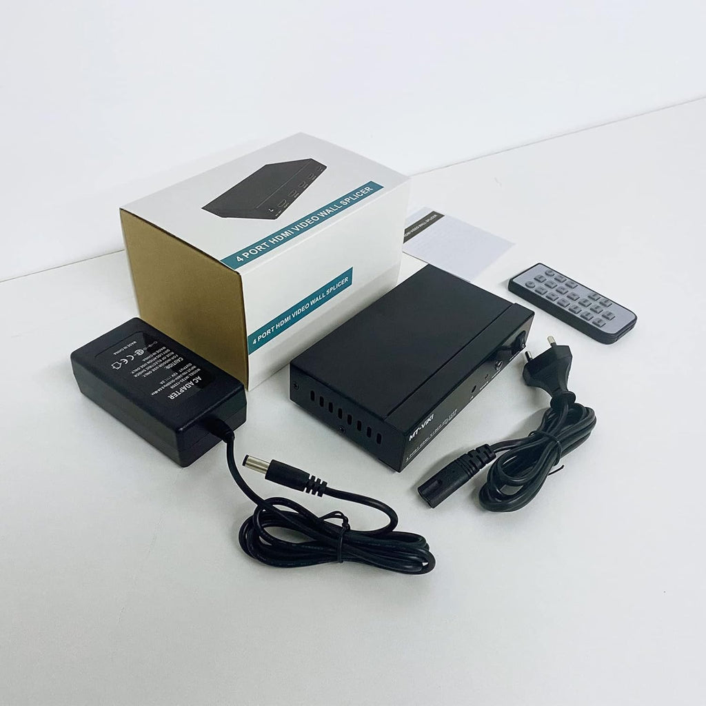 Video Wall Controller 2x2, HDMI TV Wall Processor 4K@30Hz, 4 HDMI Output, 8 Splicing Display Modes V671497