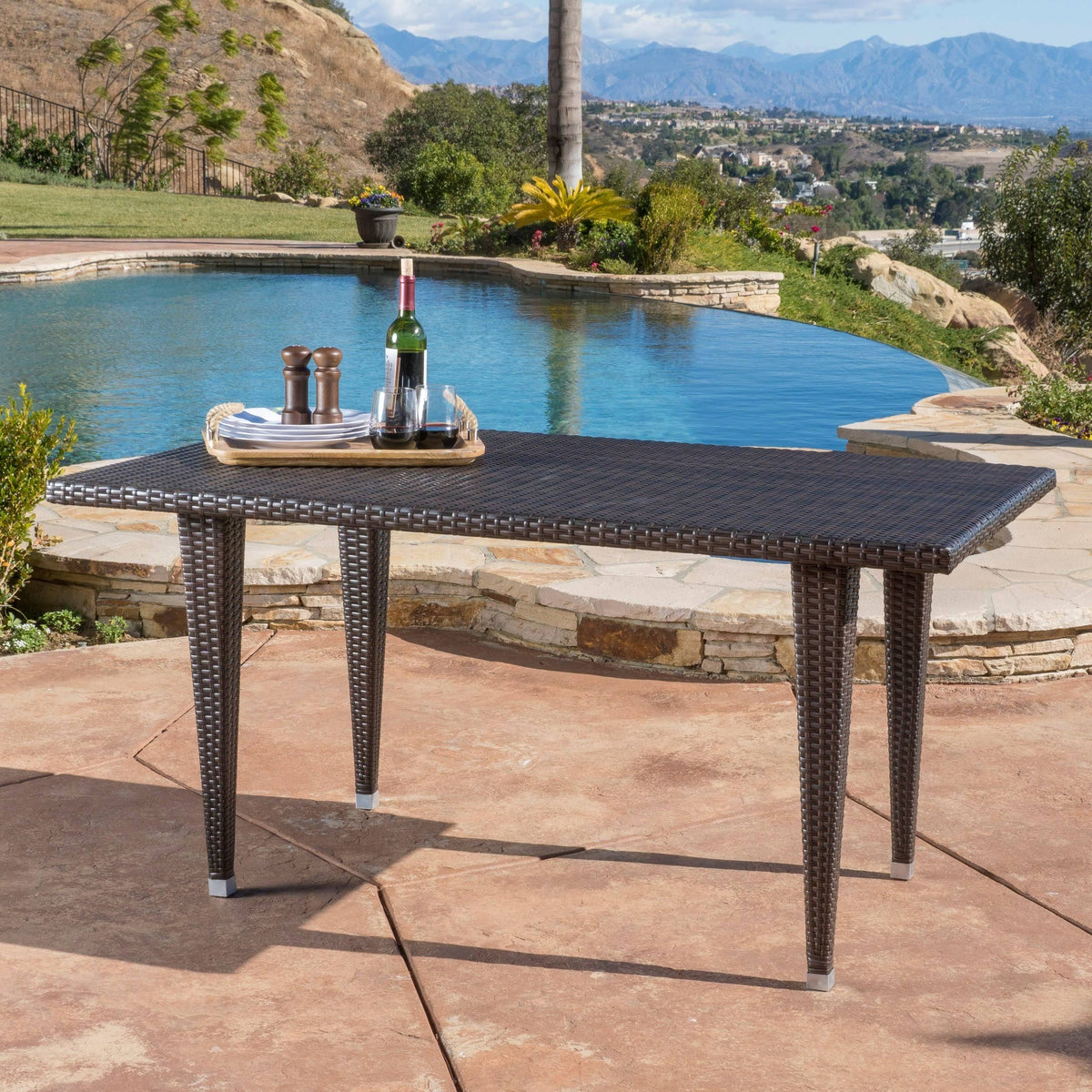 Rectangle Wicker Table Multi Brown X984
