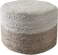 Natural Hand Braided Round Jute Pouf Ottoman Q689
