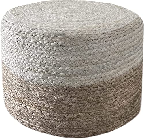Natural Hand Braided Round Jute Pouf Ottoman Q689