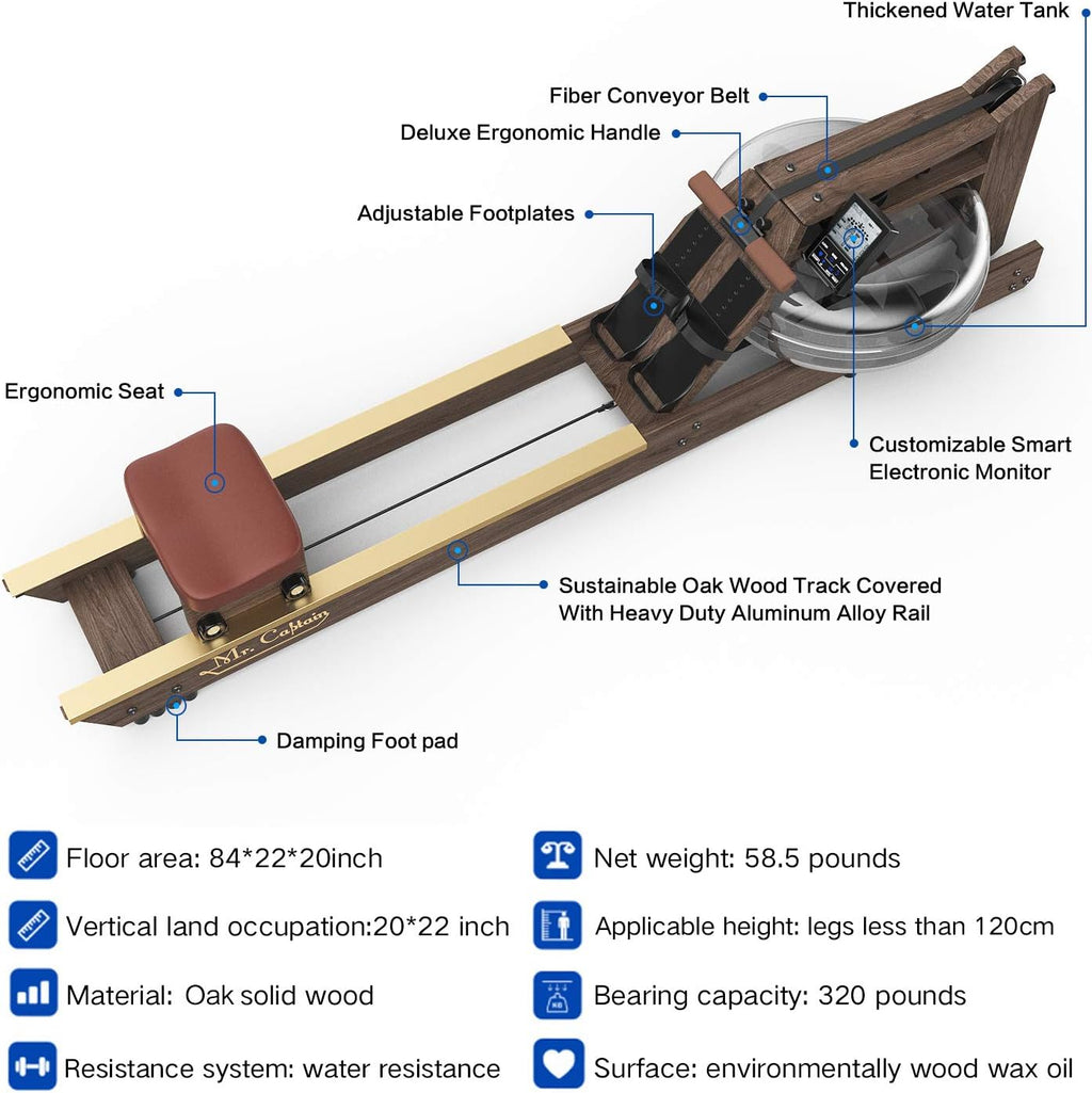 Water Resistance Vintage Oak Rowing Machine W991