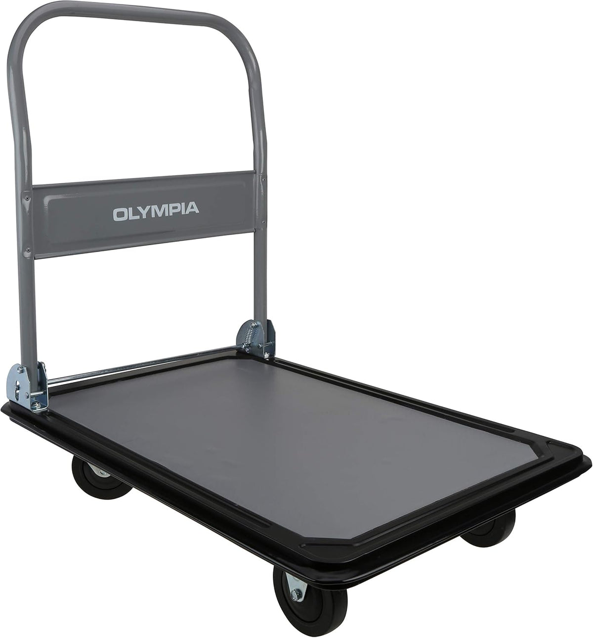 Folding & Rolling Flatbed Cart, Olive Green with Blue Bumper, 600 Lb. Load Capacity, Pack of 2 M66229