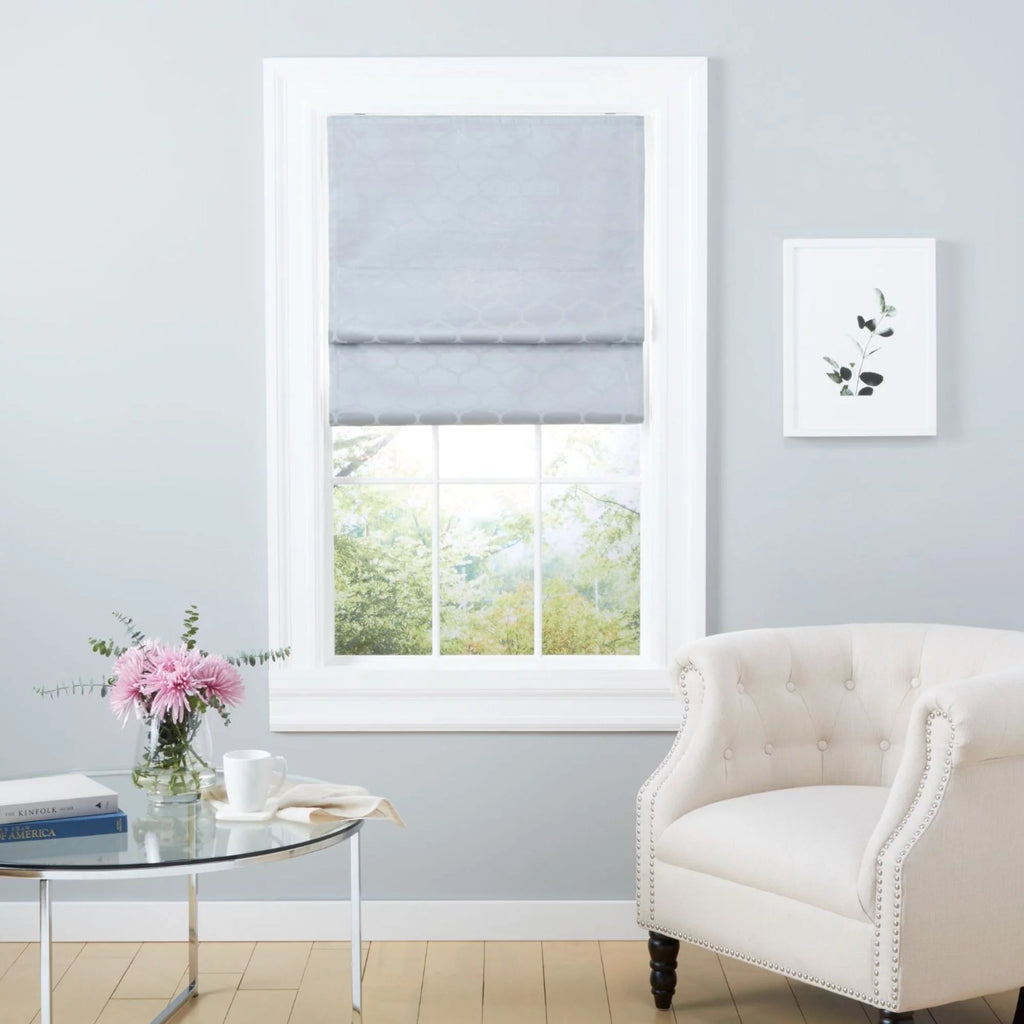 Silver 34"x64" Blackout Roman Shade Y2384