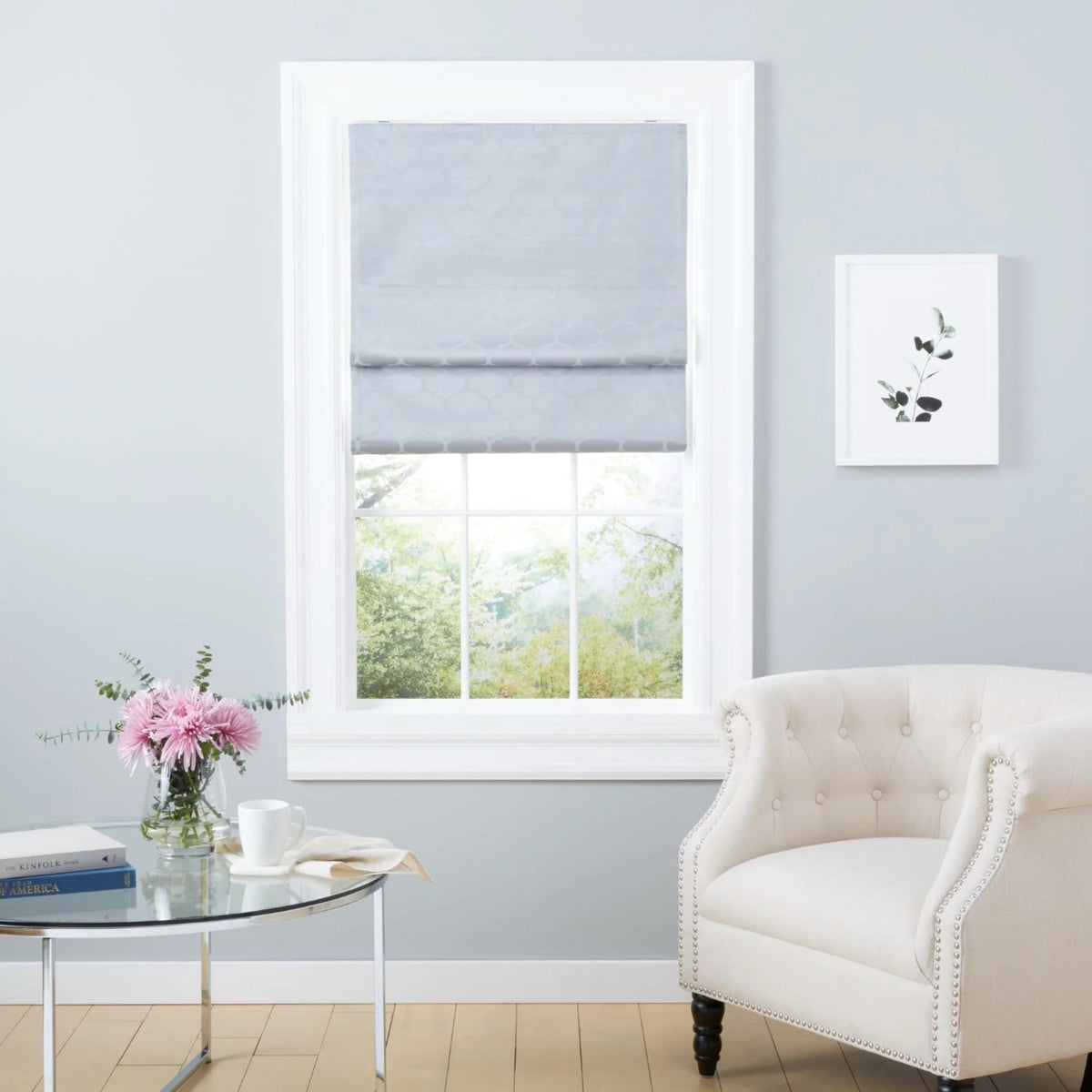 Silver 34"x64" Blackout Roman Shade Y2384