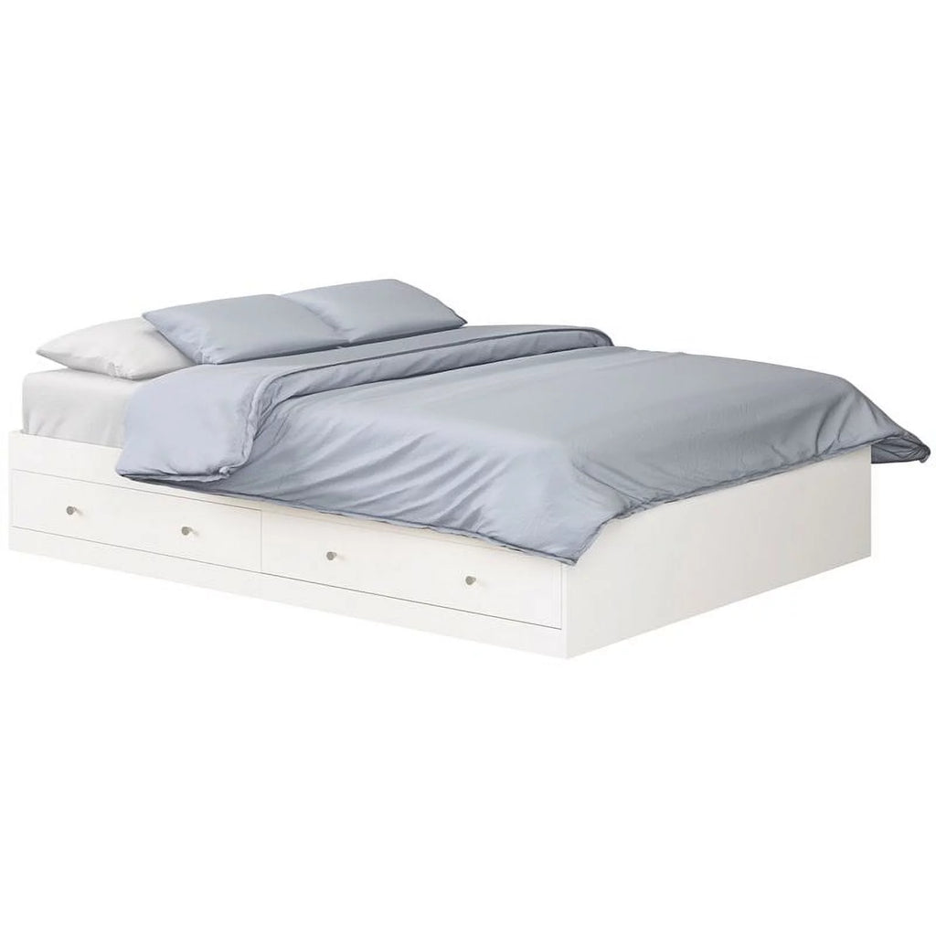 Queen Platform Storage Bed in White H374360