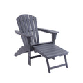 Gray Outdoor Plastic Adirondack Chair with Footrest X128