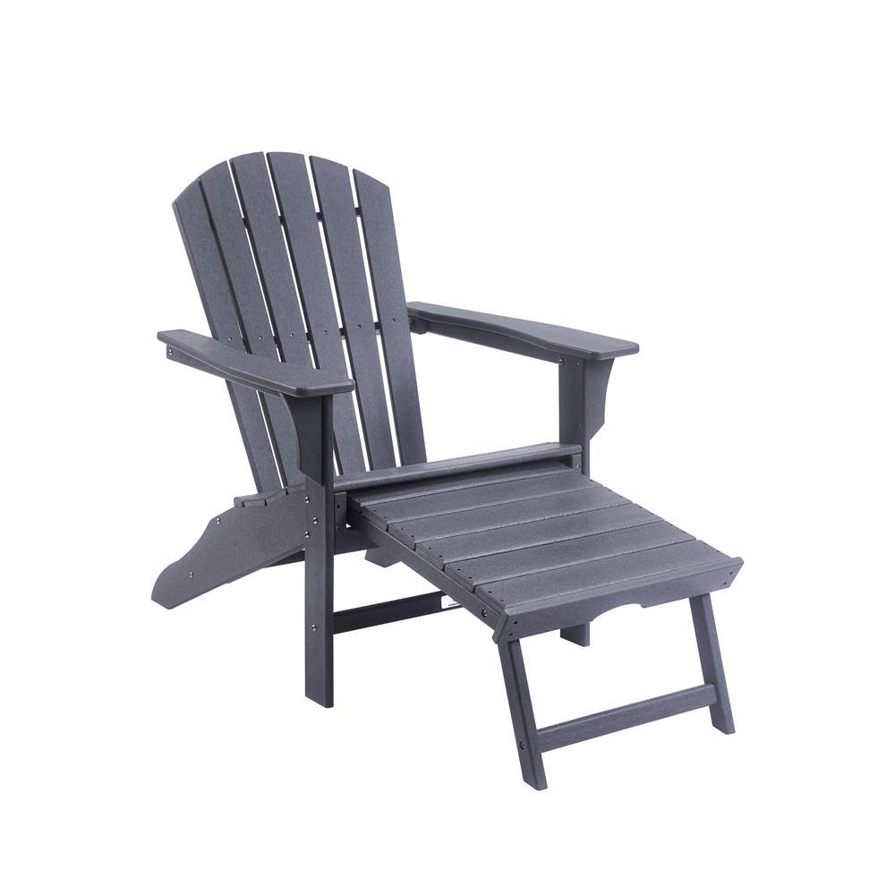 Gray Outdoor Plastic Adirondack Chair with Footrest X128
