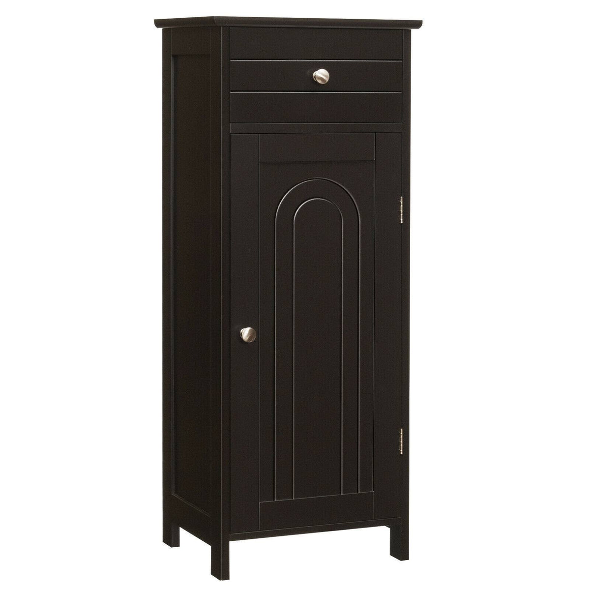 Brown Wooden Floor Cabinet with Drawer and Shelf J16252