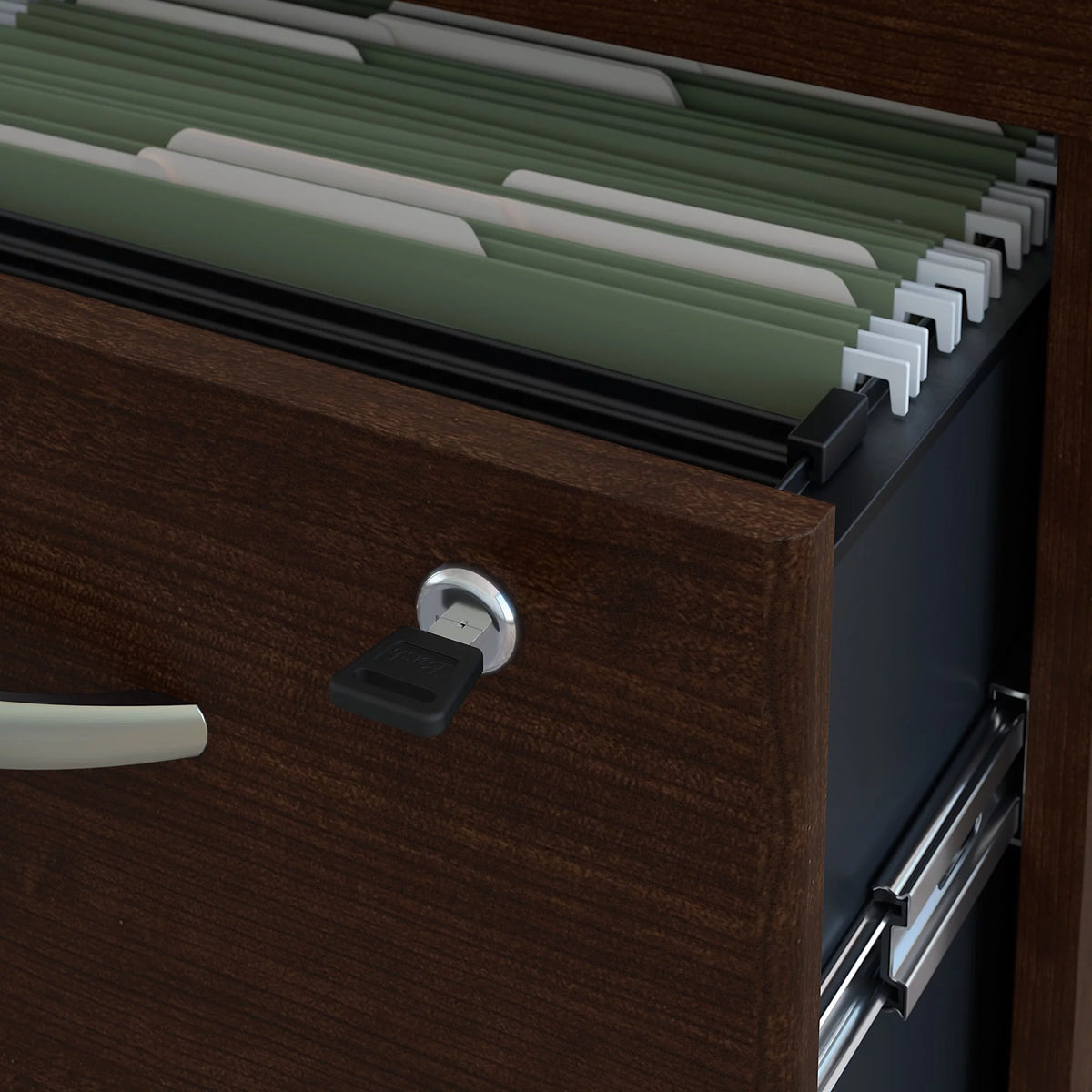 L Shaped Desk with Drawers in Mocha Cherry Y463073