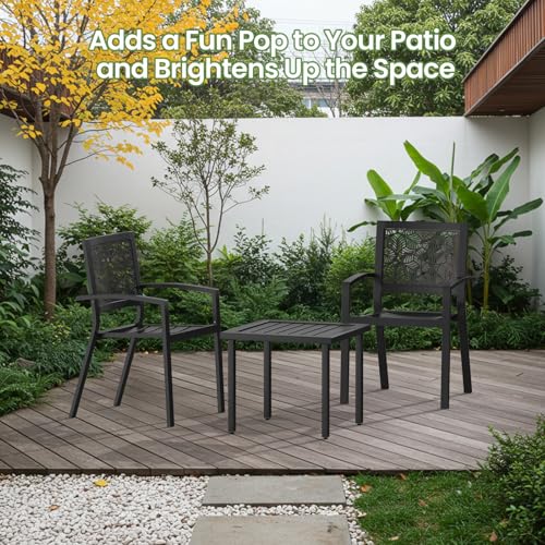 Peacock Blue Stackable Bistro Set with 2 Chairs and 1 Coffee Table P37252
